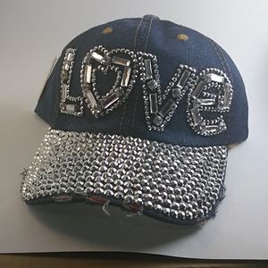 Ashley collection blue jean look cap destressed